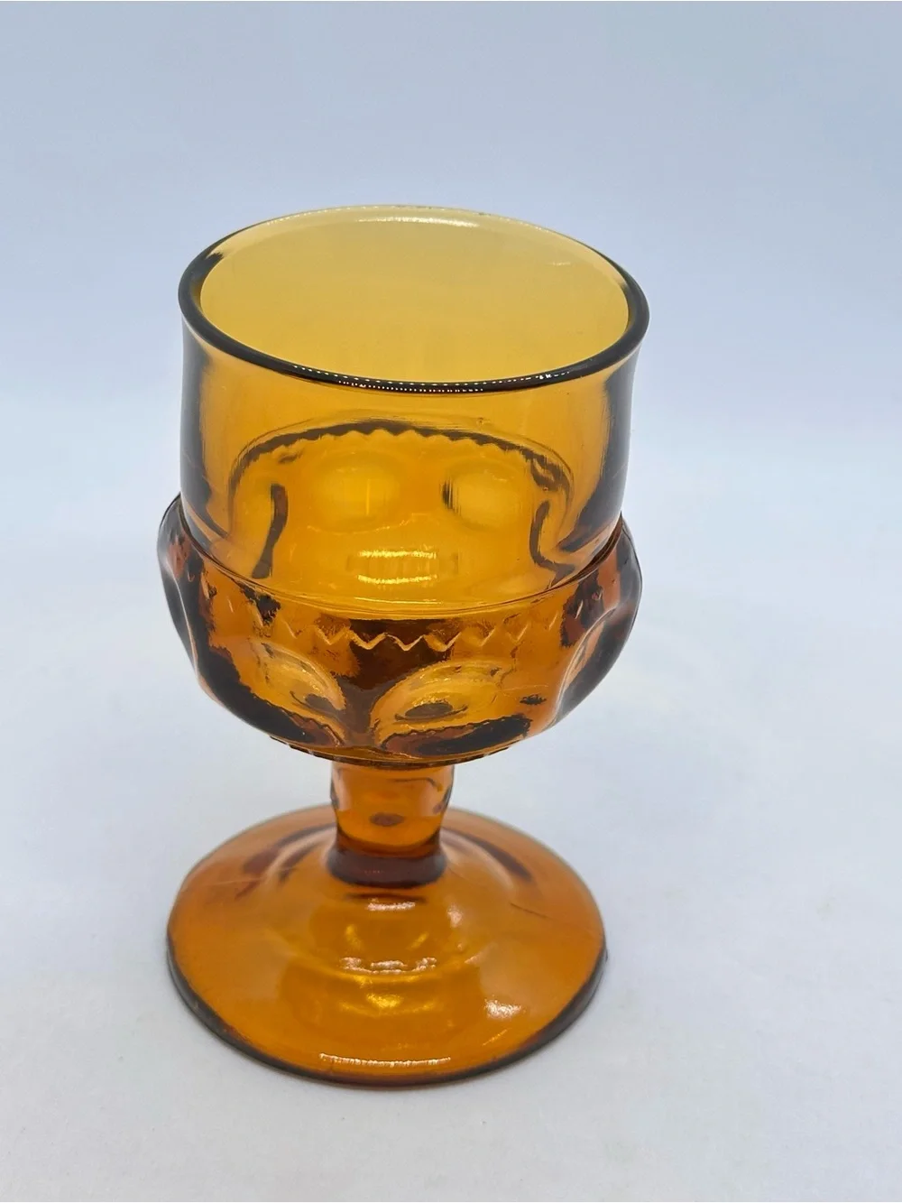 Indiana Glass Amber Kings Crown Thumbprint 4.25
